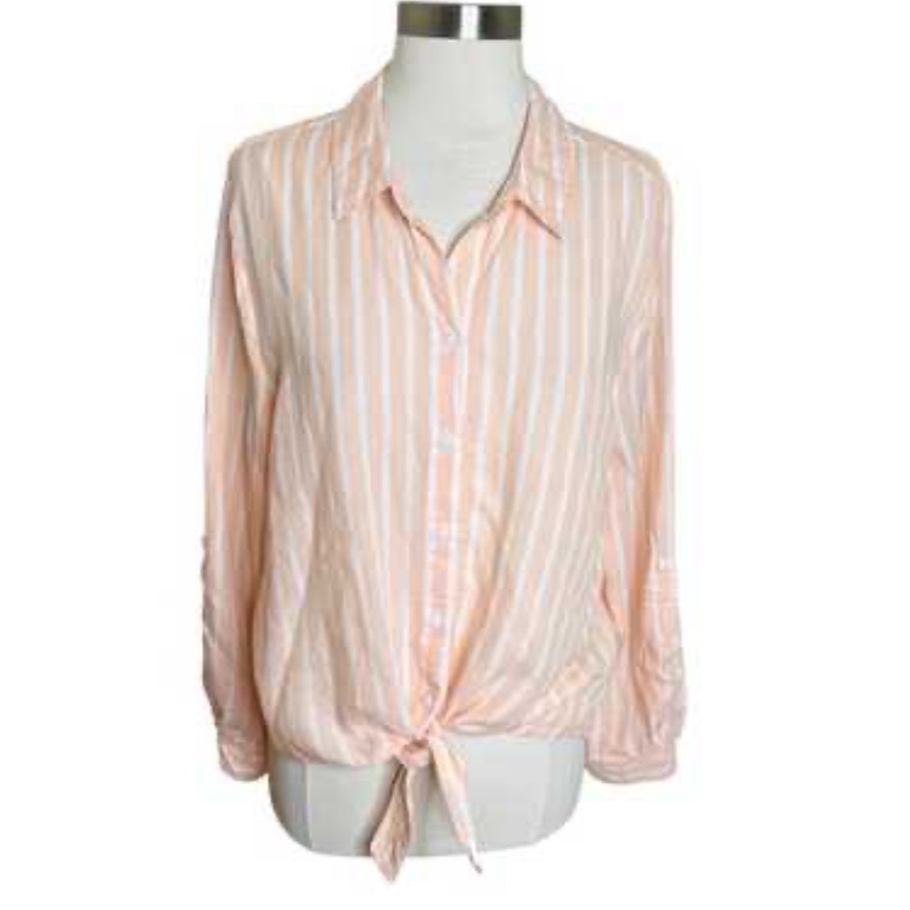 Lola River Peach Striped Button-Up Shirt